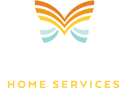 Monarch Home Services logo featuring a stylized butterfly with orange, yellow, and blue wings above the company name in white and yellow text.