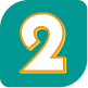 A bold yellow and white number 2 centered on a teal rounded square background.